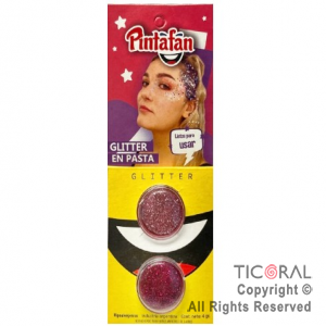 MAQUILLAJE GLITTER EN PASTA SET X 2 COLORES FUCSIA Y ROSA 015-09 x 3 BLISTERS